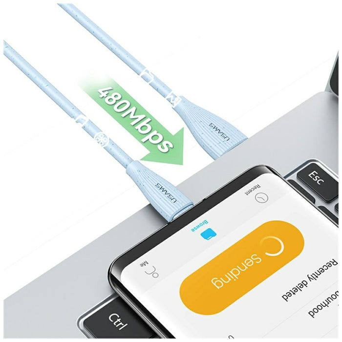 Кабел USAMS Green Series 18W 3A за USB-C 1м, розов