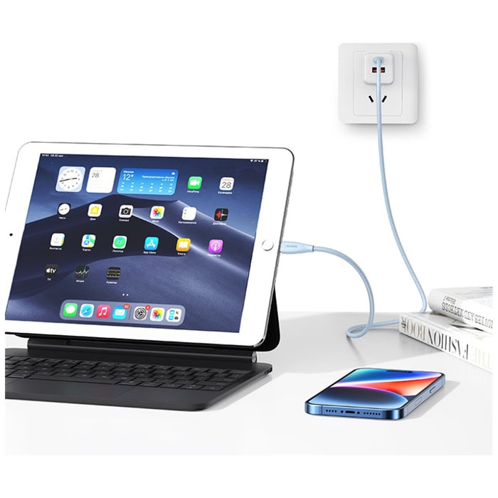 Кабел USAMS Green Series 30W USB-C към Lightning 1м, бял