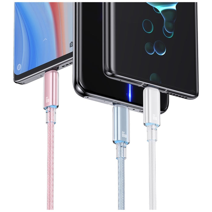 Кабел USAMS Cloud Series USB-C към USB-C 6A, 1,2 m, бял