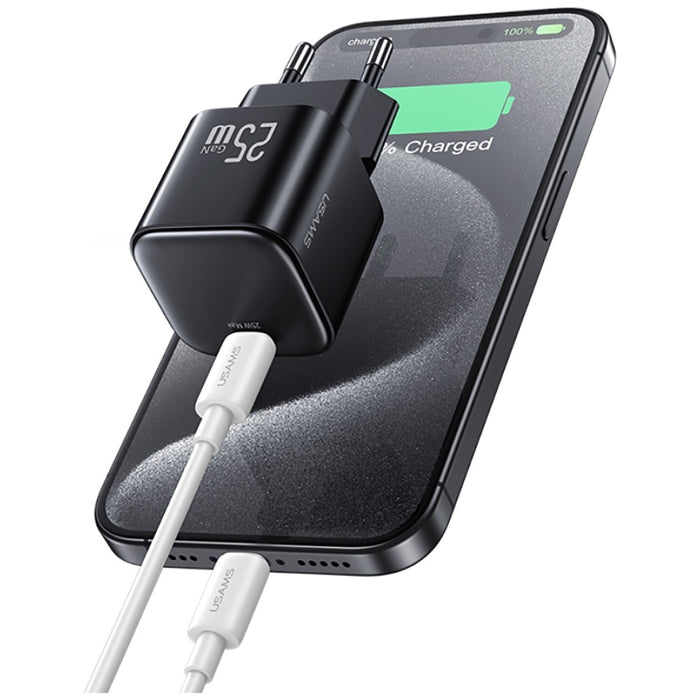 Зарядно USAMS JC Series 25W GaN Mini Fast Charger, черно