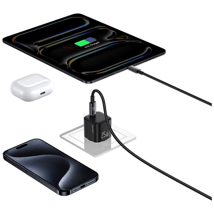 Зарядно USAMS JC Series 25W GaN Mini Fast Charger, черно