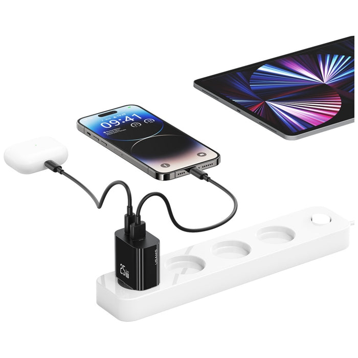 Зарядно USAMS T65 25W Fast Charging, черно