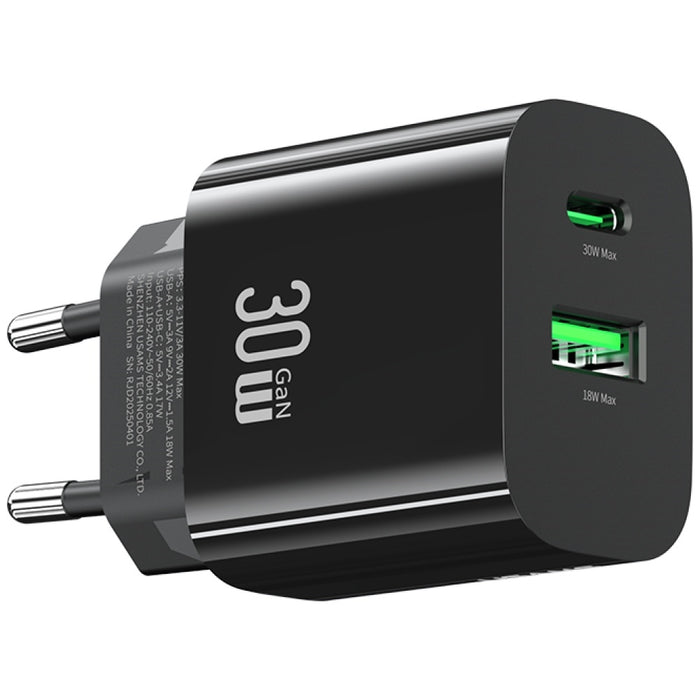 Зарядно USAMS T65 30W Fast Charging, черно
