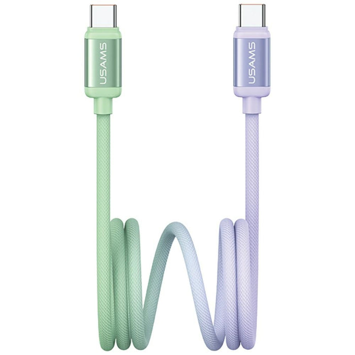 Кабел USAMS Bicolor Series PD 60W USB-C/Lightning 1.2m, зелено-лилав