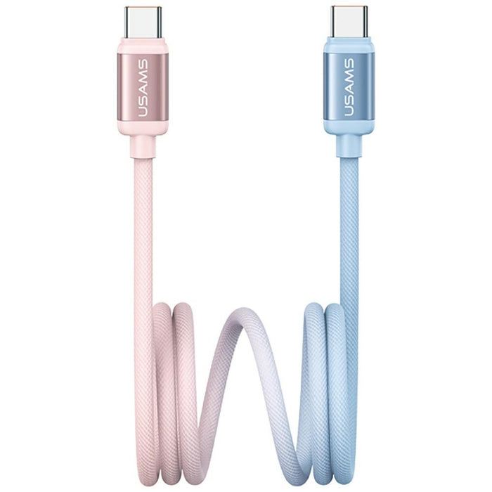 Кабел USAMS Bicolor Series PD 60W USB-C/Lightning 1.2m, синьо-розов