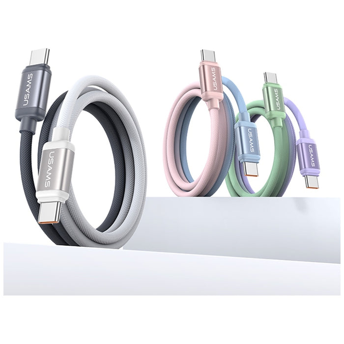 Кабел USAMS Bicolor Series PD 60W USB-C/Lightning 1.2m, синьо-розов
