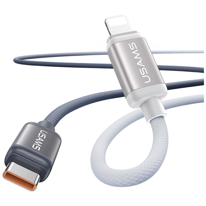 Кабел USAMS Bicolor Series SJ757 PD 30W USB-C/Lightning 1.2m, черно-бял