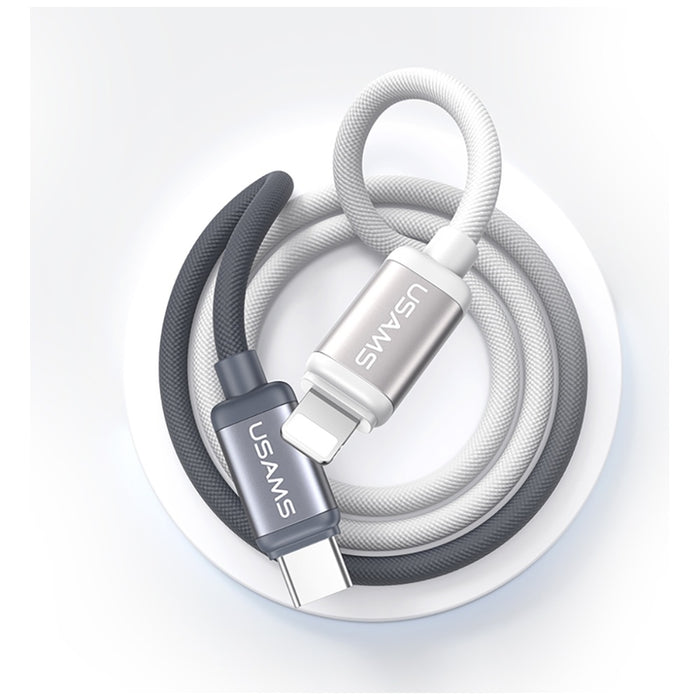 Кабел USAMS Bicolor Series SJ757 PD 30W USB-C/Lightning 1.2m, черно-бял
