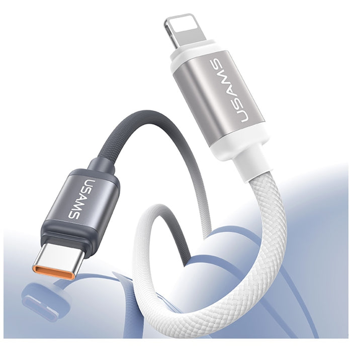 Кабел USAMS Bicolor Series SJ757 PD 30W USB-C/Lightning 1.2m, черно-бял