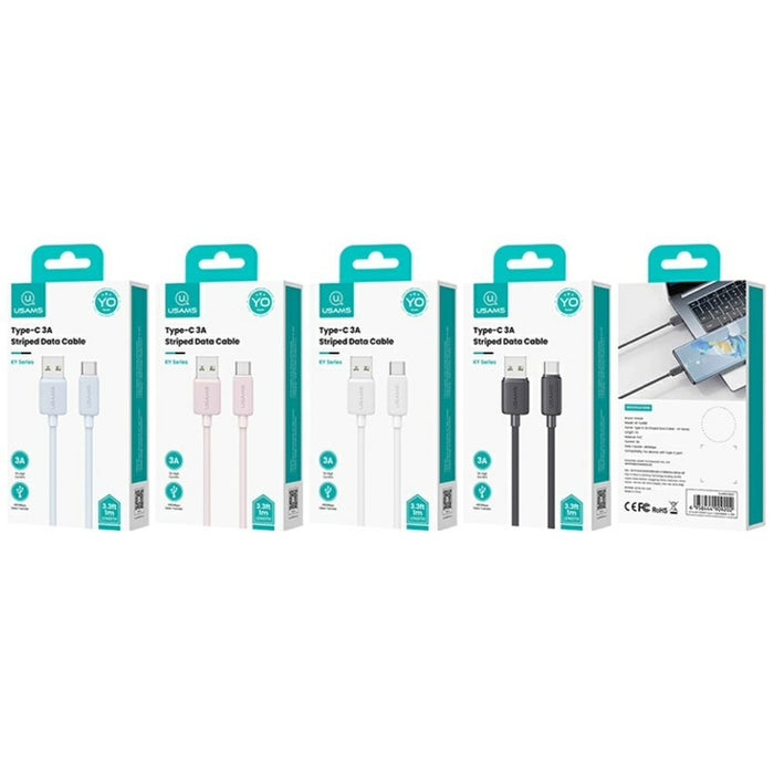 Кабел USAMS KY Series 3A за USB-A 2m, бял