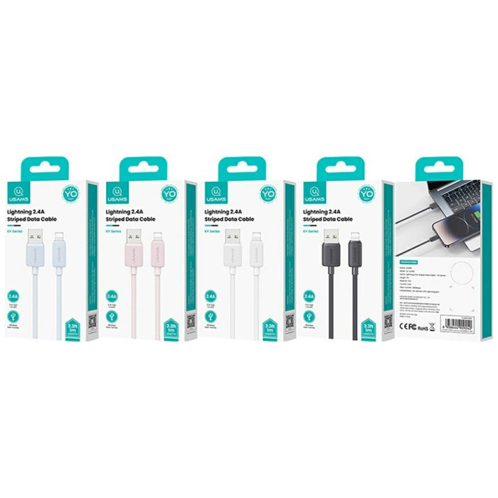 Кабел USAMS KY Series Lightning 2m, 2.4A, бял