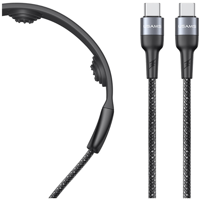 Кабел USAMS U89 Fast Charging с масажер, черен