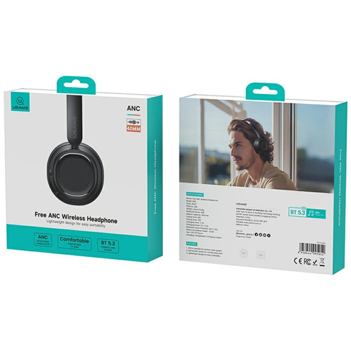 Слушалки USAMS SR01 Bluetooth 5.3 ANC, черни