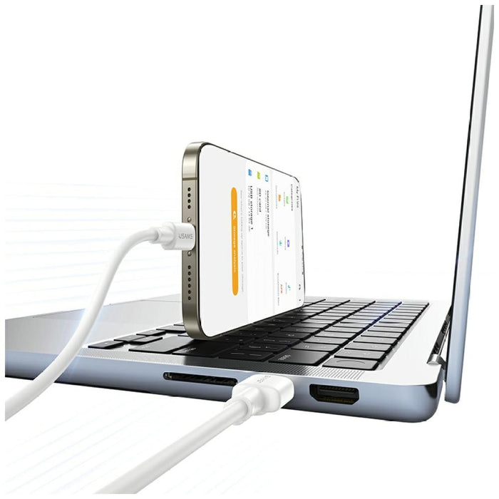 Кабел USAMS U90 3A за USB-A към USB-C, бял