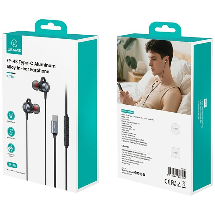 Слушалки USAMS EP-48 USB-C в цвят тарниш