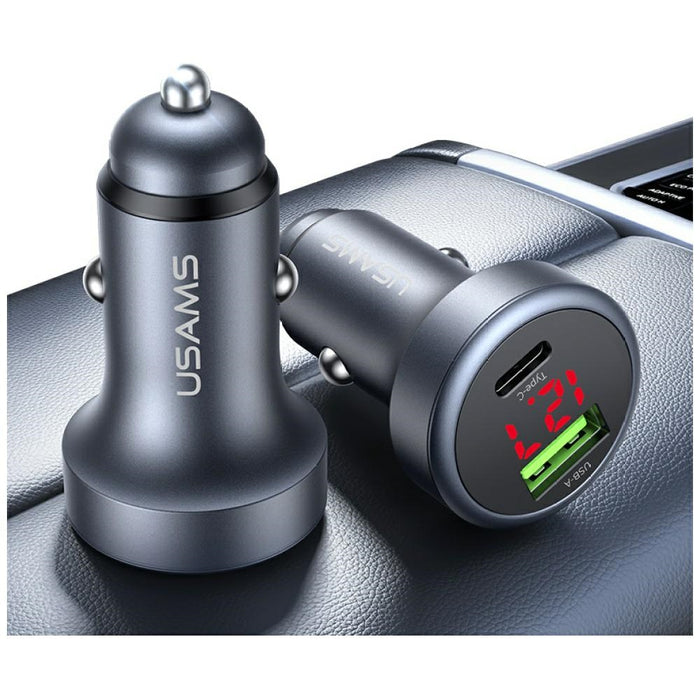 Автомобилна зарядка USAMS 45W USB-C, алуминий, антиоксидантна обработка