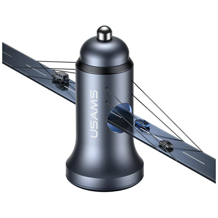 Автомобилна зарядна система USAMS 2.4A, алуминий, черна