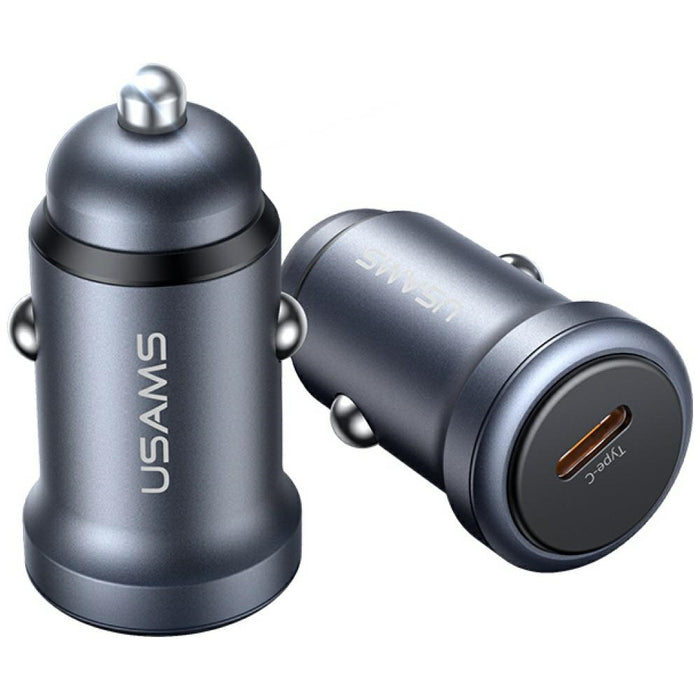 Автомобилна зарядна USAMS 30W PD, алуминий, тънирана
