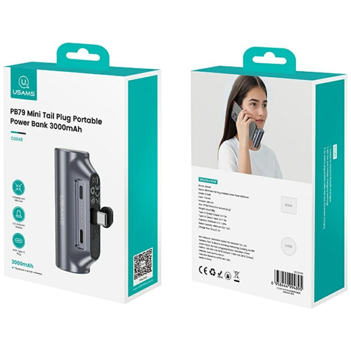 Powerbank USAMS M0 Mini Tail Plug Portable M1 M2, сребрист