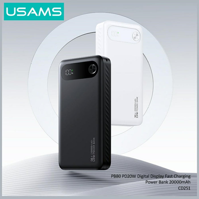 Powerbank USAMS PB80 PD20W 20000mAh, черен