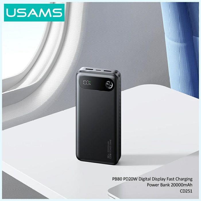 Powerbank USAMS PB80 PD20W 20000mAh, черен