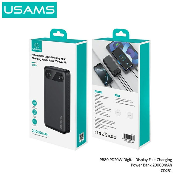 Powerbank USAMS PB80 PD20W 20000mAh, бял