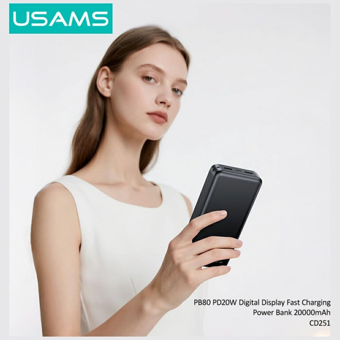 Powerbank USAMS PB80 PD20W 20000mAh, бял