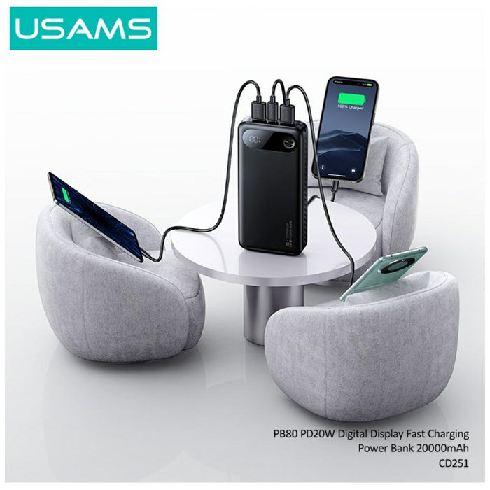 Powerbank USAMS PB80 PD20W 20000mAh, бял