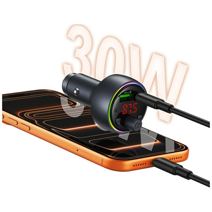 Автомобилна зарядна 30W USAMS CC328 1xUSB-A 1xUSB-C Bluetooth FM tarnish