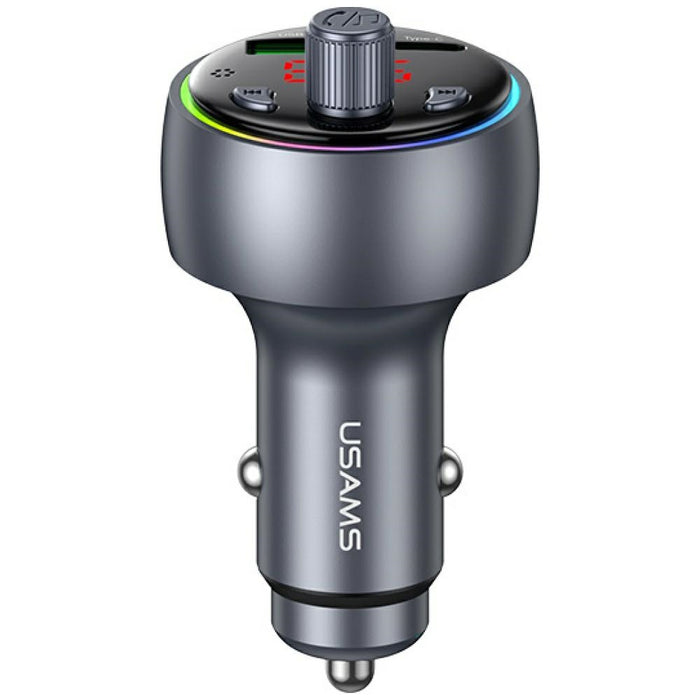 Автомобилна зарядна 30W USAMS CC328 1xUSB-A 1xUSB-C Bluetooth FM tarnish