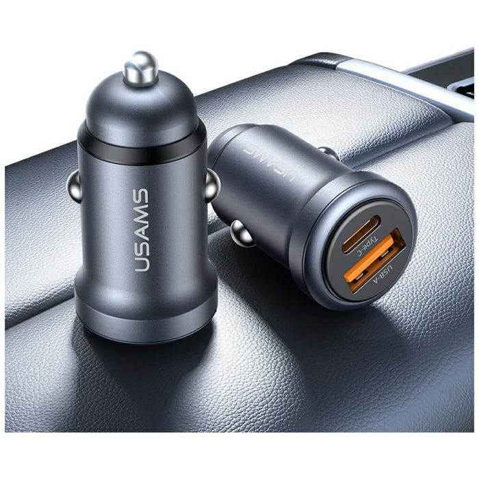 Автомобилно зарядно USAMS CC322 30W 1xUSB-A 1xUSB-C tarnish