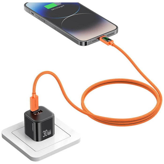 Кабел USAMS SJ774 PD 30W USB-C/Lightning 1.2m, оранжев