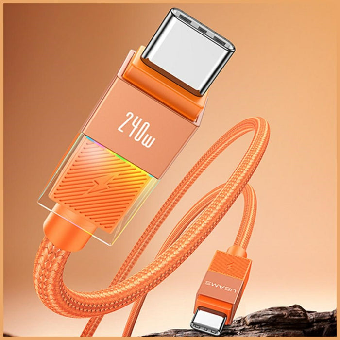 Кабел USAMS PD 240W USB-C/USB-C 1.2m, тъмносребрист