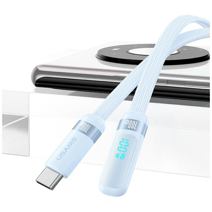 Кабел USAMS US-SJ653 PD 100W USB-C/USB-C 1.2m, син