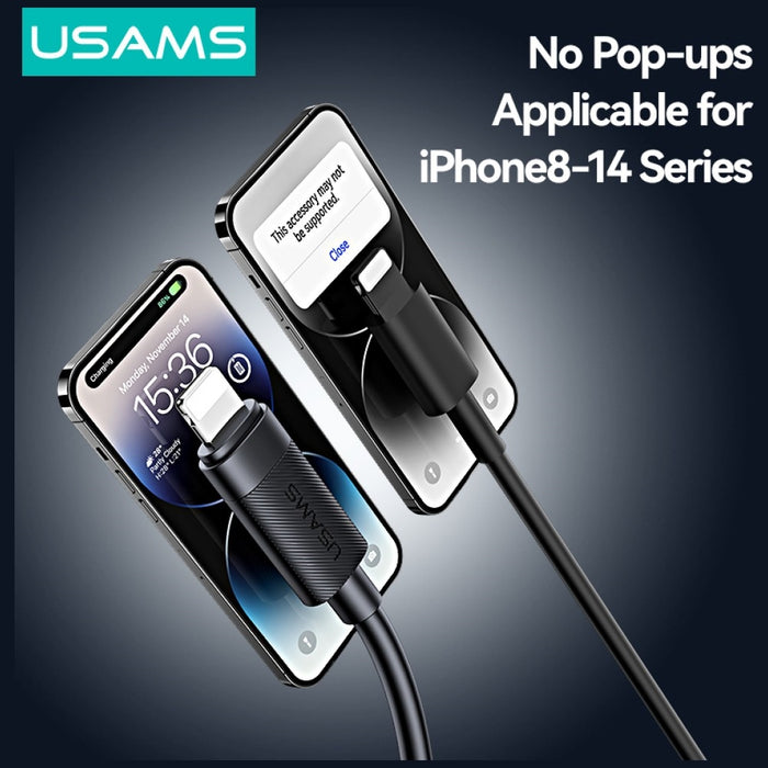Кабел USAMS U94 12W Lightning — 1 м, черен