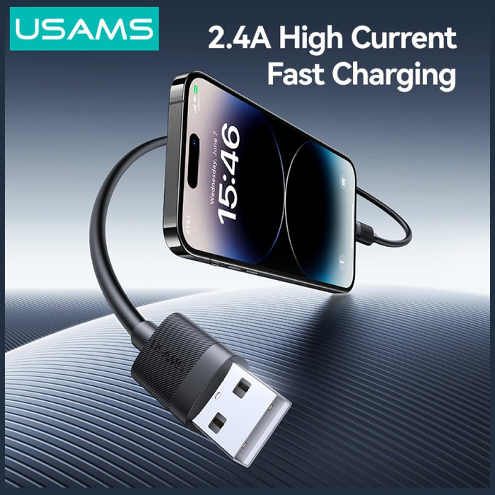 Кабел USAMS U94 12W Lightning — 1 м, черен