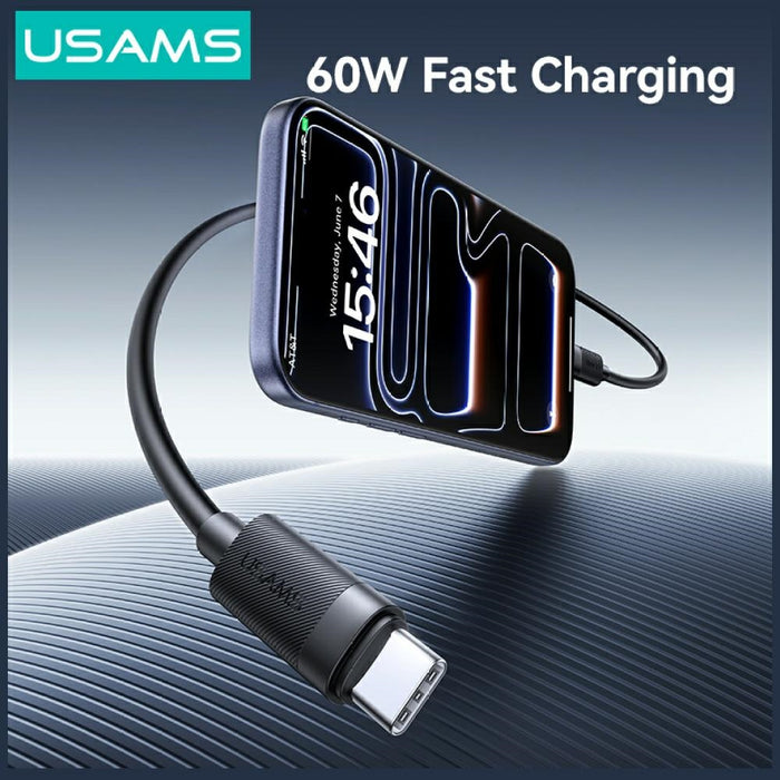 Кабел USAMS U94 60W за USB-C към USB-C 1m, черен