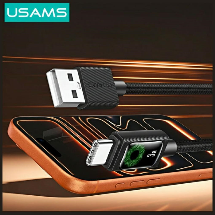 Кабел USAMS U92 18W за USB-C и USB-A 1.2m, черен