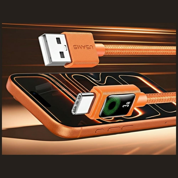 Кабел USAMS U92 18W за USB-C към USB-A, 1.2 м, оранжев