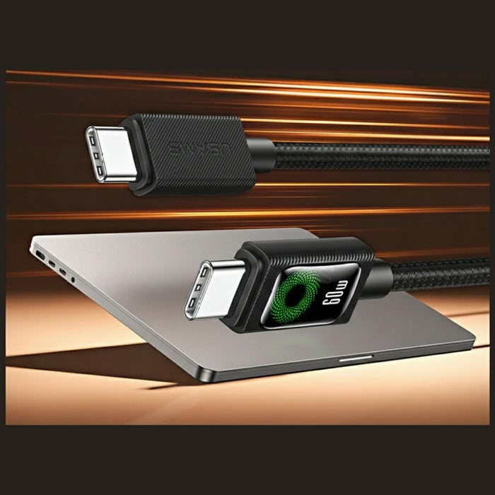 Кабел USAMS U92 60W USB-C към USB-C 1.2м, черен