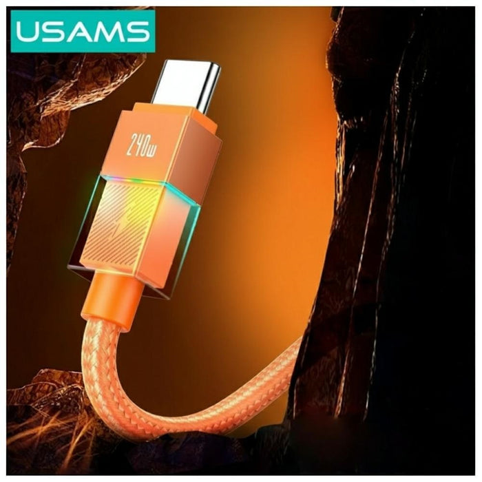 Кабел USAMS U93 240W USB-C за USB-C 1.2m, оранжев