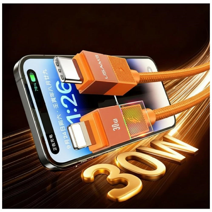 Кабел USAMS U93 30W Lightning 1.2м, оранжев