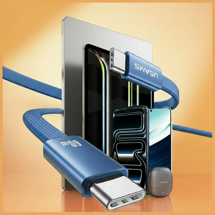Кабел USAMS U96 60W USB-C към USB-C 1.2 m, синя