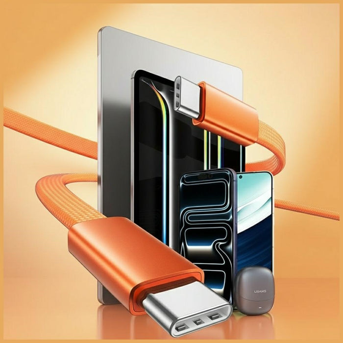 Кабел USAMS U96 60W USB-C към USB-C 1.2m, оранжев