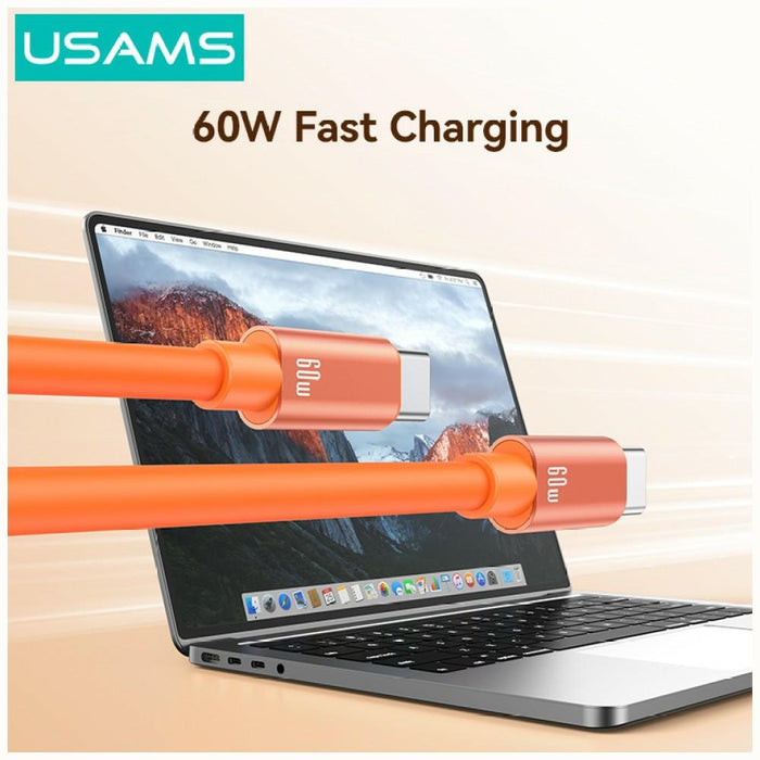 Кабел USAMS U97 60W за USB-C и USB-C, оранжев