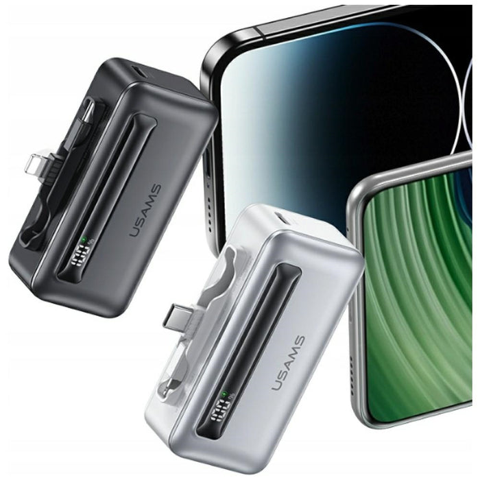 Powerbank USAMS XB-Series PD 20W със кабел, сребрист