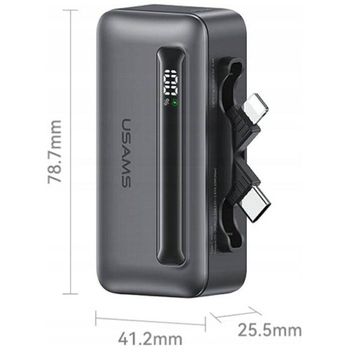 Powerbank USAMS XB-Series PD 20W със кабел, сребрист