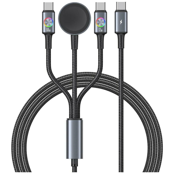 3в1 кабел USAMS Huan Series с индукционна зарядна 72W, матов