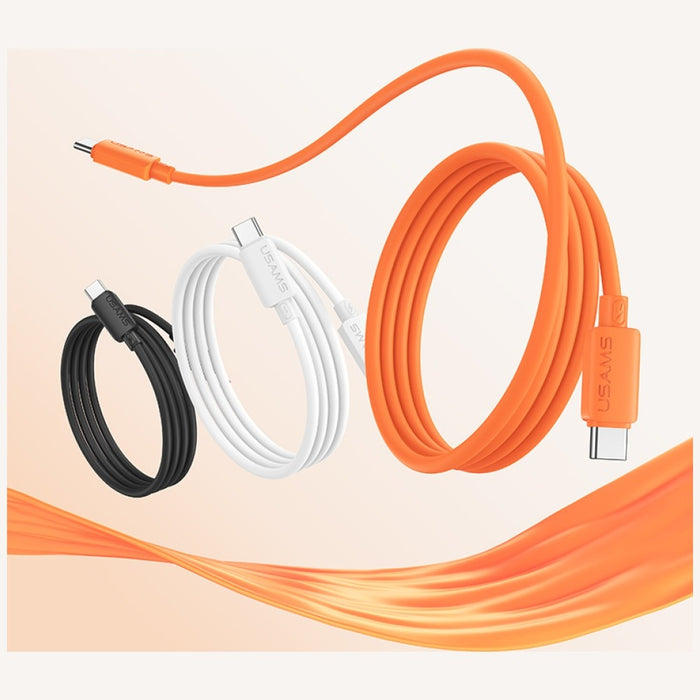 Кабел USAMS U98 60W 3A Silicone Fast Charging за USB-C - USB-C, бял