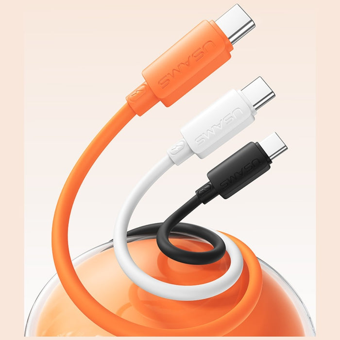 Кабел USAMS U98 60W 3A силиконов Fast Charging USB-C към USB-C, оранжев